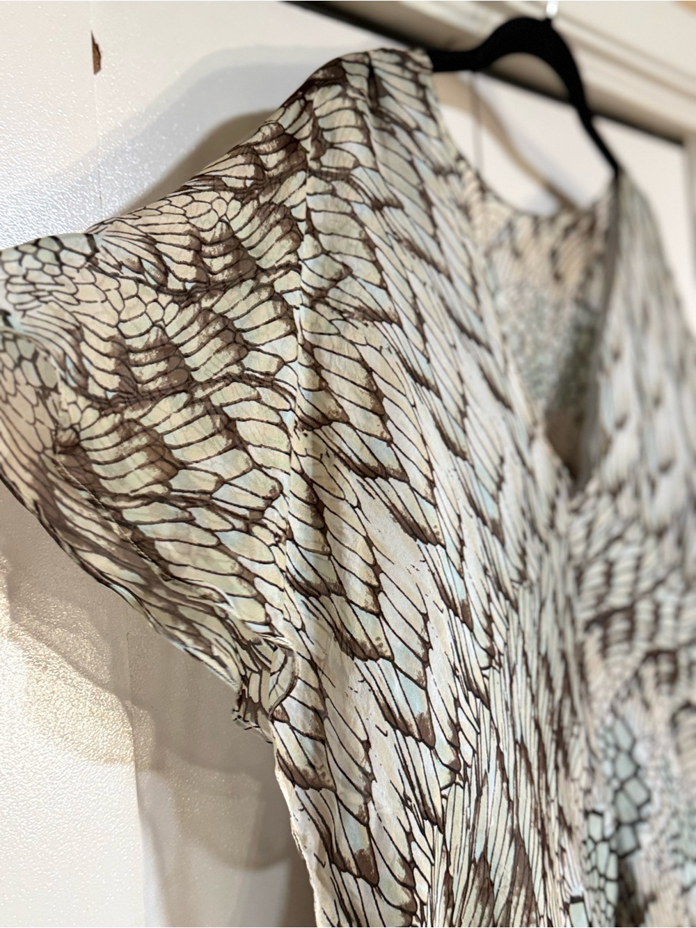 MM Couture 100% Silk Abstract Print Layered Blouse | Resort Luxe Boho Top Medium - Picture 5 of 14